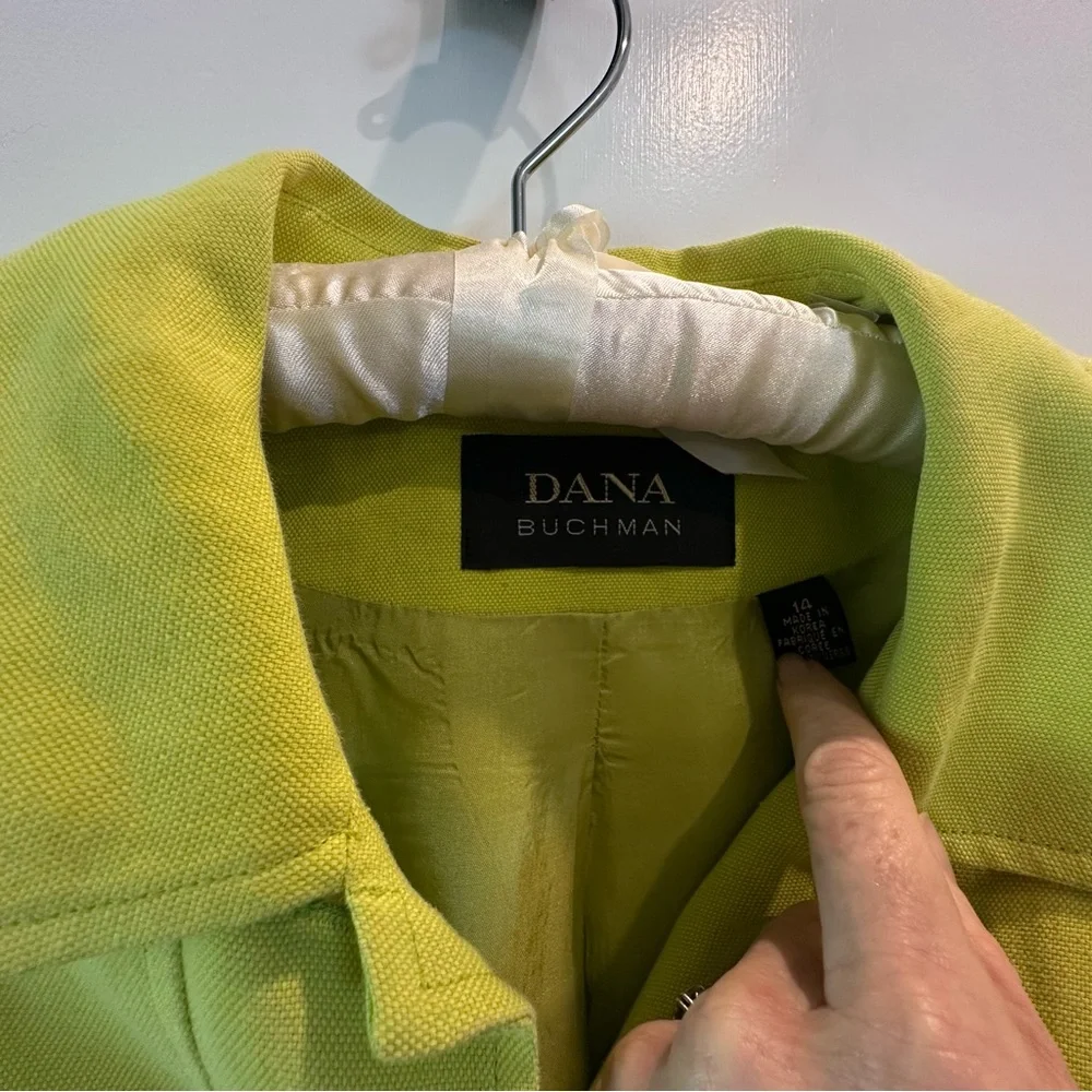 Dana Buchman Like New Neiman Marcus Linen Citron Yellow Green Women's Jacket VTG - Picture 4 of 13